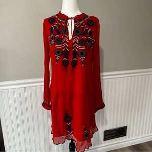 NWT Lucy & Laurel Orange Embroidered & Beaded Dress